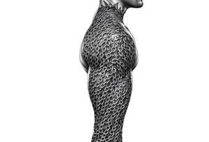 Huge shoulder tattoo of chainmail covering entire arm up to neck tattoo idea