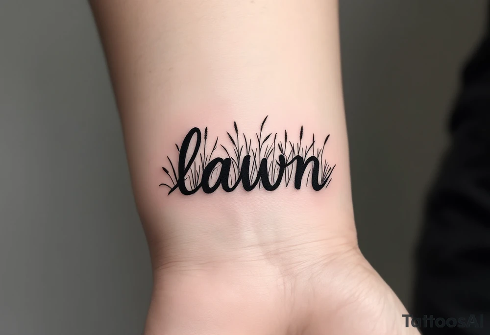 Grass from a forest that spell the word lawn tattoo idea