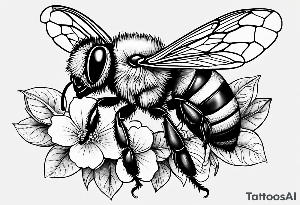 Small tattoo. There’s a hydrangea and a bee but they are not touching. Make the bee smaller than the hydrangea and have the bee off to the side. tattoo idea