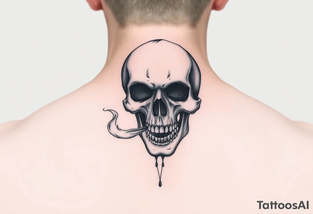 skull with The Last Of Us' fungus smoking out of its mouth tattoo idea