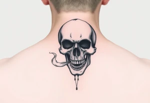 skull with The Last Of Us' fungus smoking out of its mouth tattoo idea