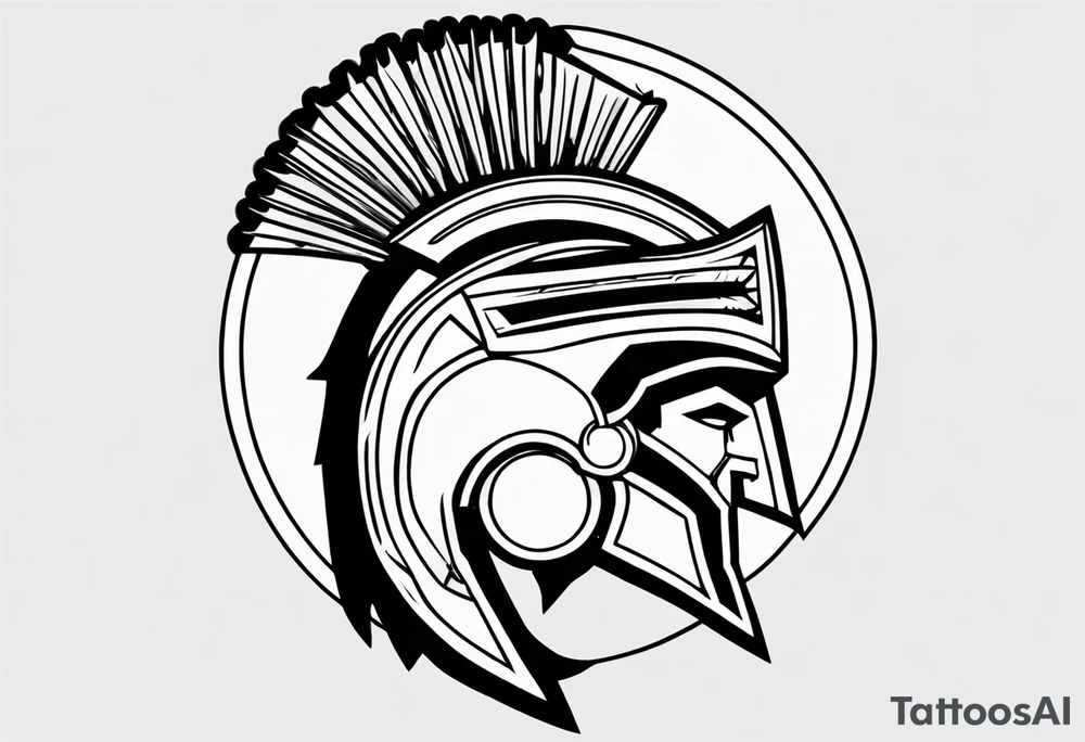 ultra-fine line linework vector of a spartan from the side, spartan spear, spartan shield, laurel wreath tattoo idea