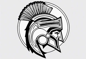 ultra-fine line linework vector of a spartan from the side, spartan spear, spartan shield, laurel wreath tattoo idea