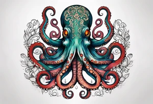 Octopus with tentacles around human lungs tattoo idea