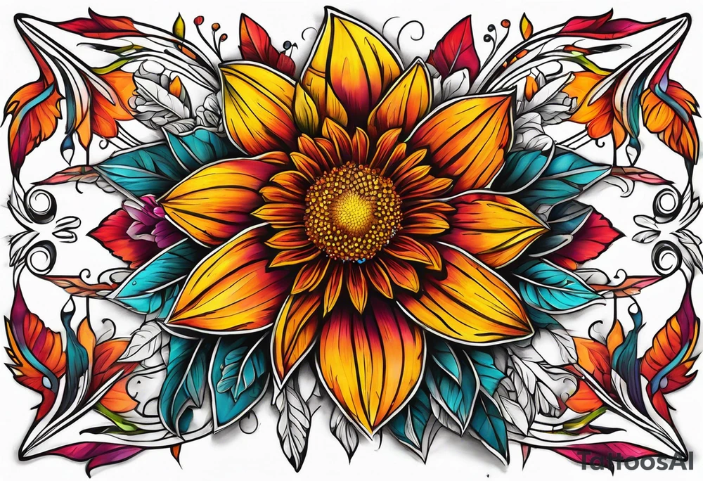 Indian blanket flower arrows tattoo idea