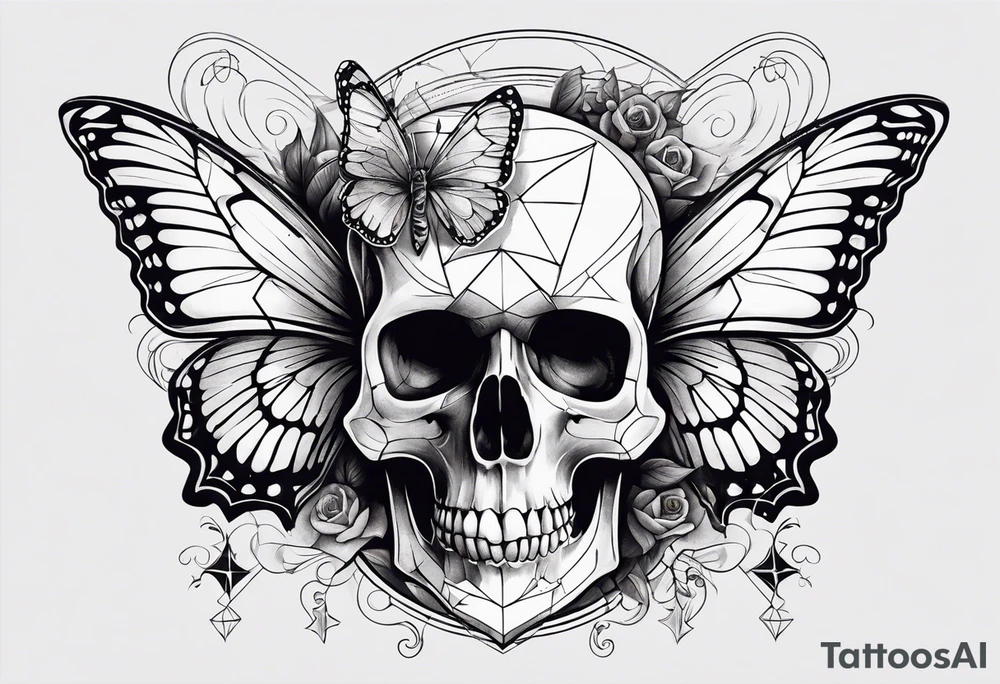 Skull with butterfly tattoo idea
