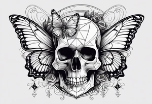 Skull with butterfly tattoo idea