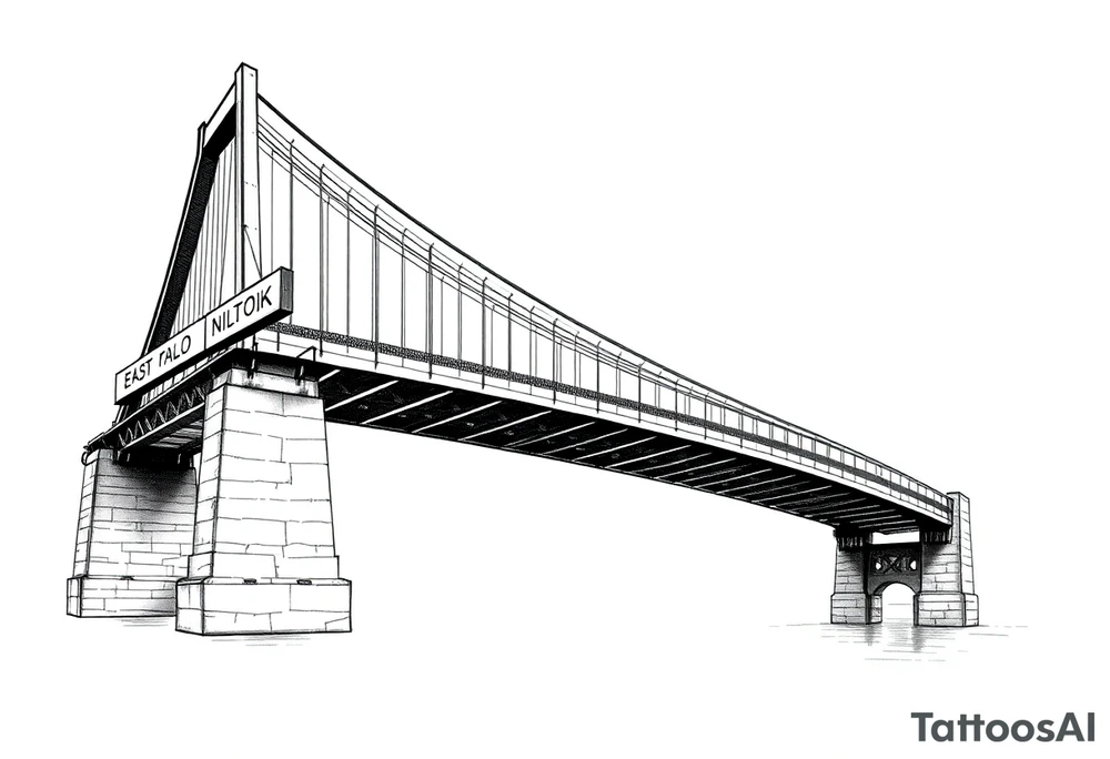 A bridge over water with two cities on the side. The city signs on the side of the bridge. East Palo Alto on the left and Newark on the right tattoo idea