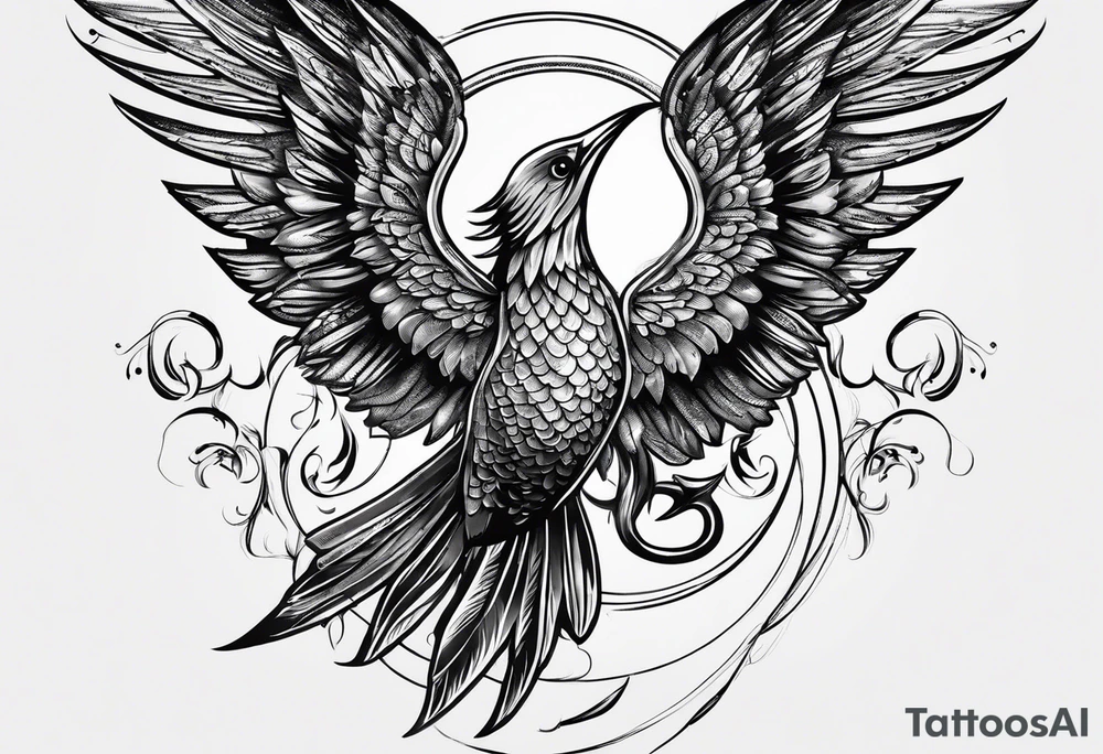 fishing hook with halo and wings tattoo idea