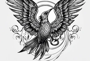 fishing hook with halo and wings tattoo idea