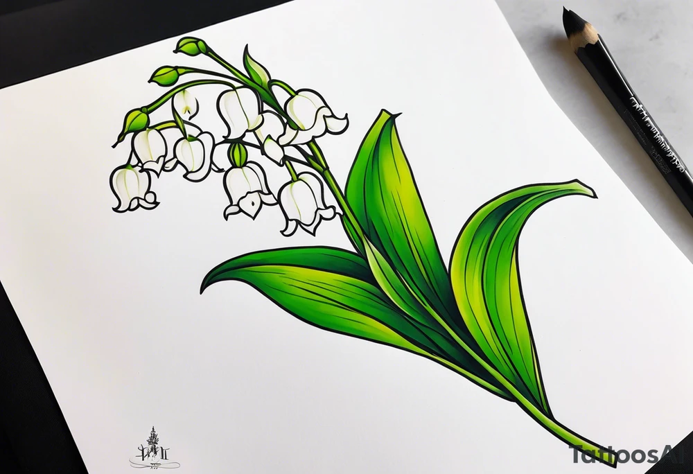 Neo traditional lily of the valley tattoo idea