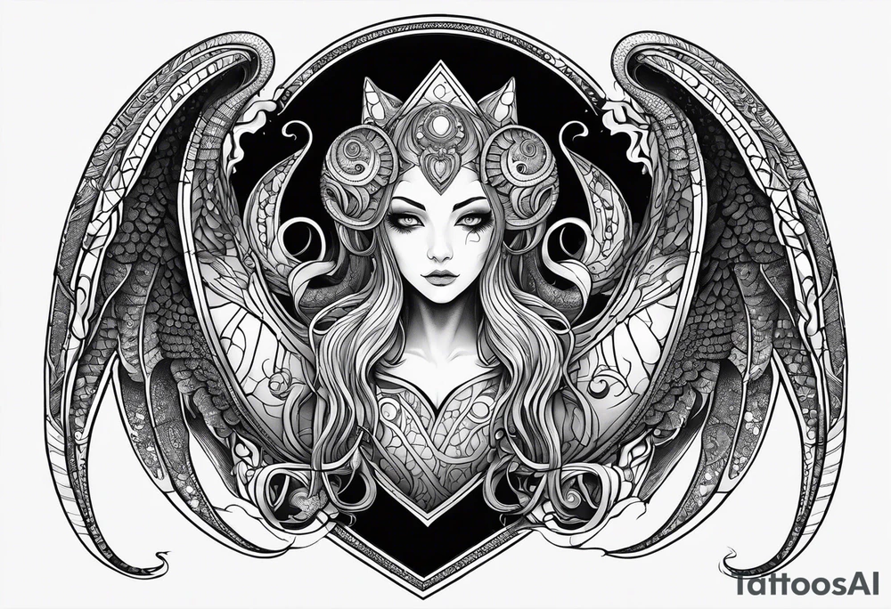 Long sleeve. Lovecraftian creature, protecting a heart. tattoo idea