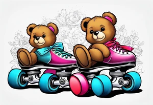 roller skates on teddy bears tattoo idea