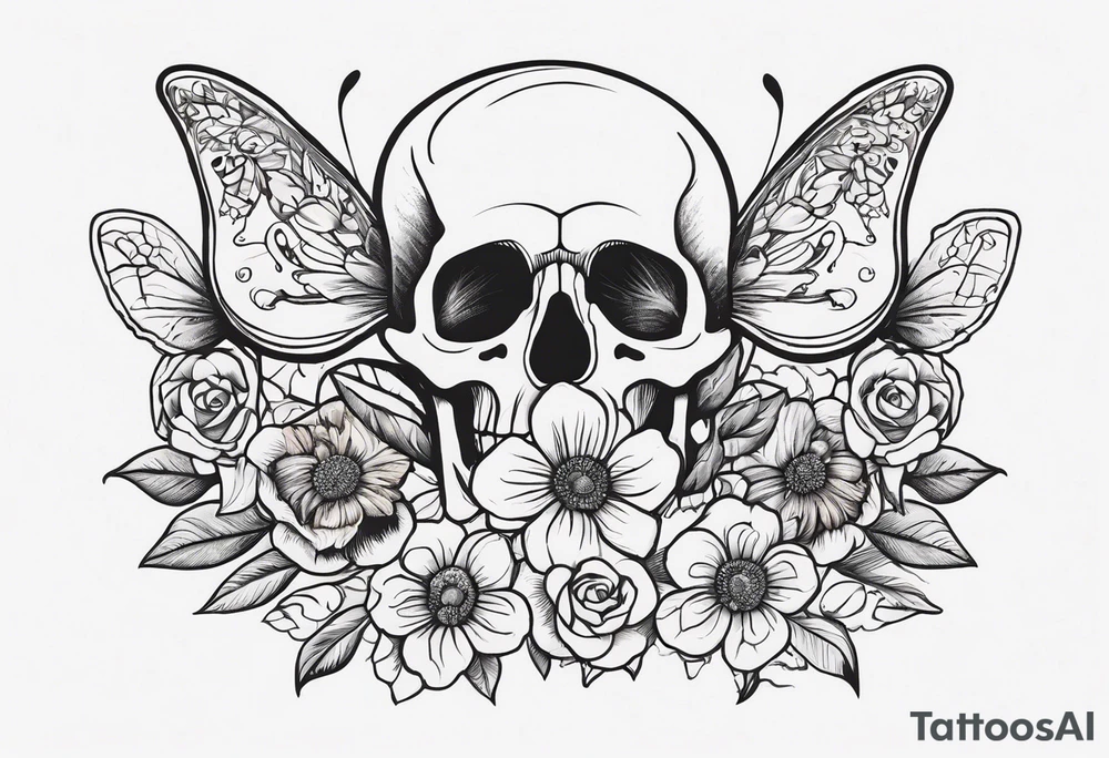 full body skeleton
 flowers and butterflies
simple design minimal words "dry bones come alive" tattoo idea