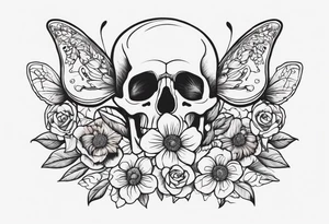 full body skeleton
 flowers and butterflies
simple design minimal words "dry bones come alive" tattoo idea