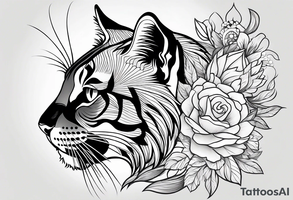 Animal Head ONLY: Simple Cat side profile right side tattoo idea