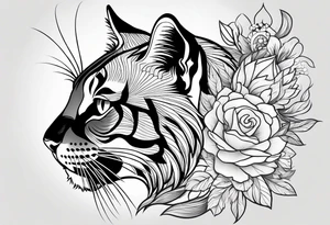 Animal Head ONLY: Simple Cat side profile right side tattoo idea