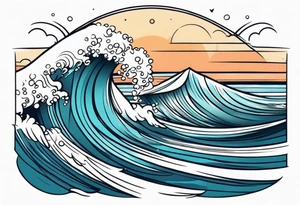 waves in ocean simple with boarder tattoo idea