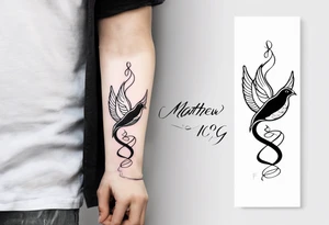 Snake and dove arm tattoo with bible verse Matthew 10:16 included tattoo idea