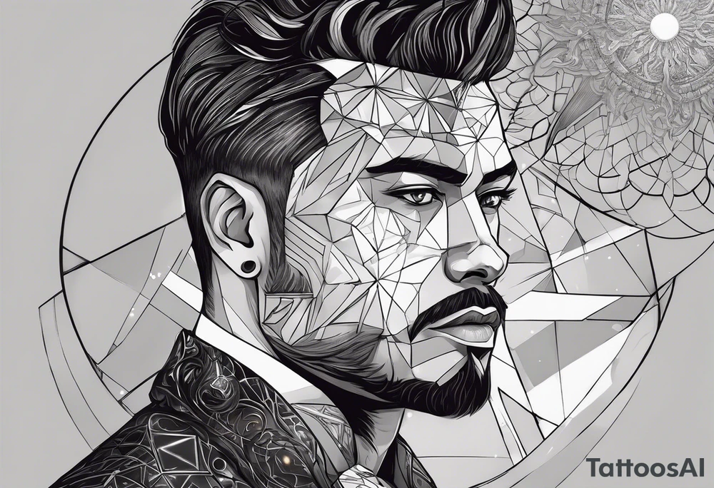 Jehovah looking out at the marvels of his creation from the atoms to the galaxy and celestial beings. With grey wash and a fantasy theme. Jehovah has to be a character who is so majestic, charismatic, immensely powerful. There isnt a single thing he isnt capable of doing. Infinitely powerful forward facing tattoo idea
