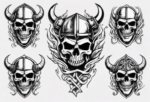 Create a tattoo design of my company called “Viking Customs” i want the name in the tattoo with a skeleton riding a motorcycle into the distance with flames tattoo idea