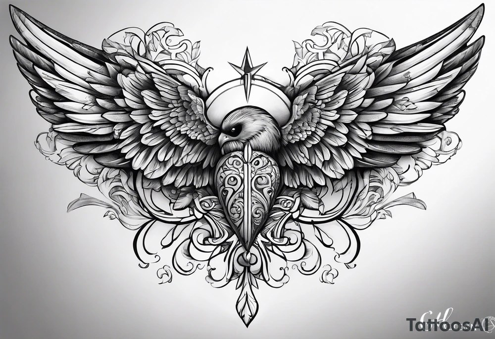 The word Glenn with wings tattoo idea