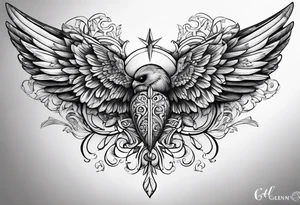 The word Glenn with wings tattoo idea