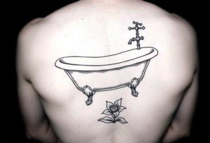 clawfoot bathtub with faucet and lily coming up out the floor tattoo idea