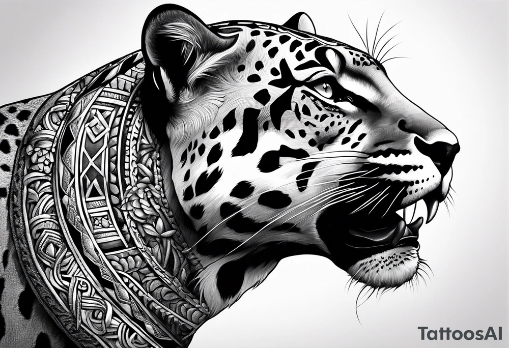 aztec black jaguar with snake tattoo idea