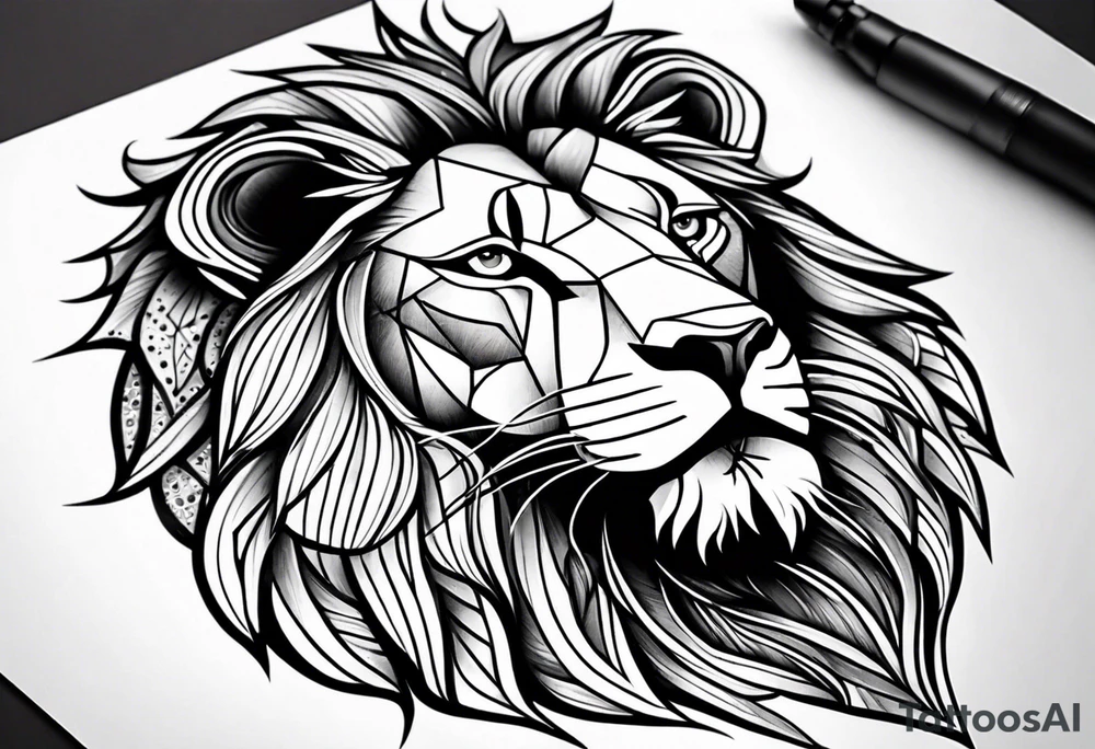 geometric lion tattoo tattoo idea