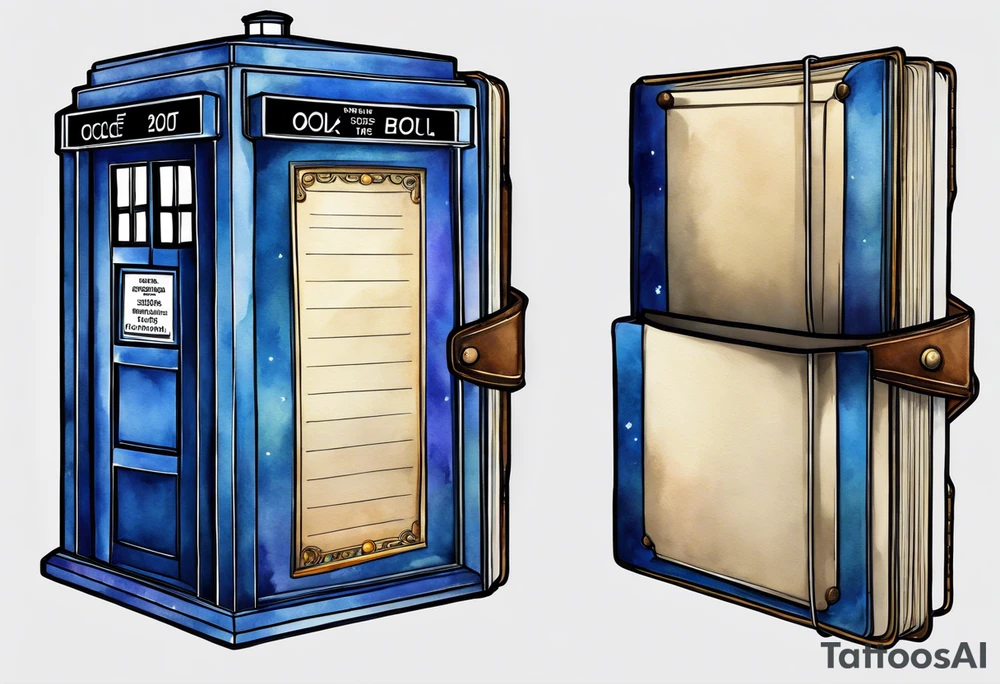 A closed diary that looks like the tardis. tattoo idea