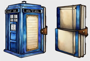 A closed diary that looks like the tardis. tattoo idea