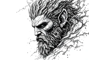 Hades forward facing stone portrait Greek mythology tattoo idea