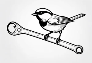 wrench chickadee tattoo idea