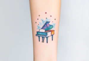 Grand piano under stars tattoo idea