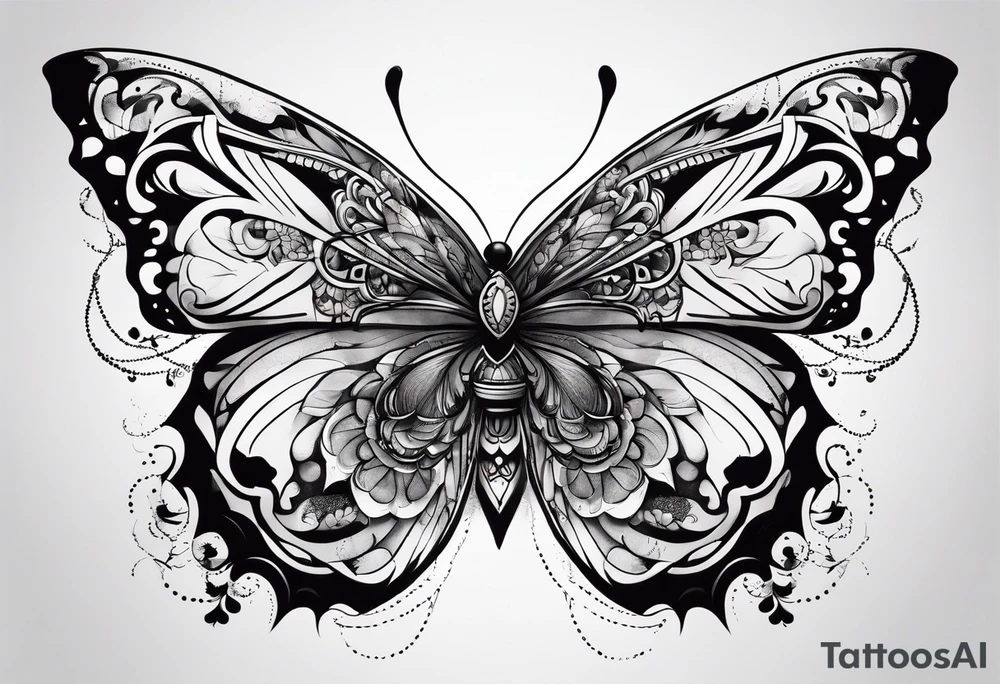 A butterfly mixed with brain on your wings tattoo idea