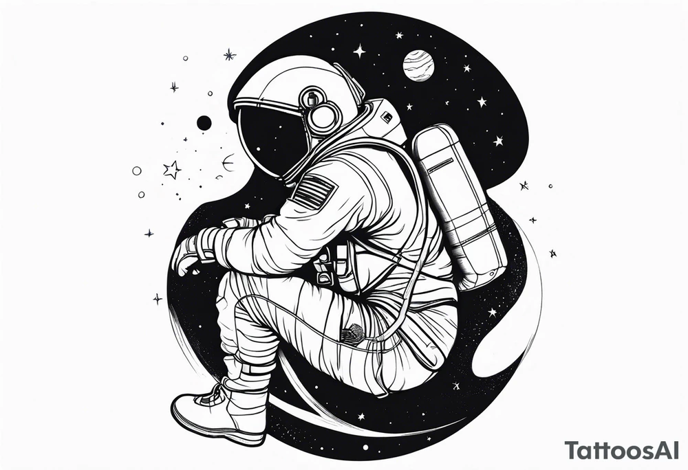 an astronaut hunched over in space from the back holding a planet tattoo idea an astronaut hunched over in space from the back holding a planet tattoo idea