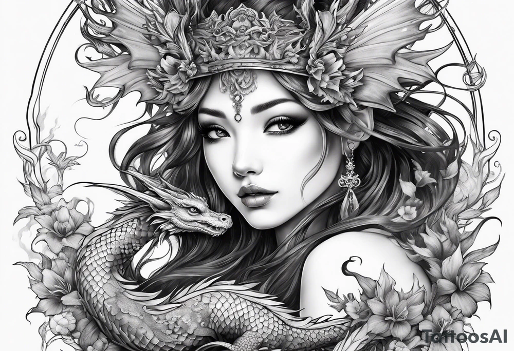 complete fairy nymph with dragon tattoo idea
