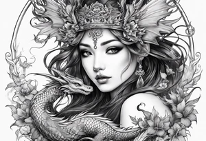 complete fairy nymph with dragon tattoo idea