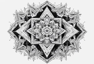 Hexagon linked snow crystal cloud tattoo idea