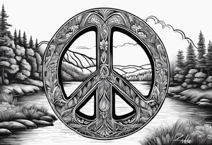 Peace sign with river 
Peace like a river. It is well tattoo idea