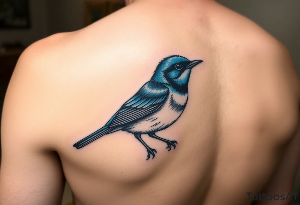 Bright colourful blue wren tattoo idea