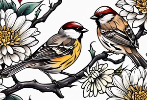 Sparrows and chrysanthemums tattoo idea