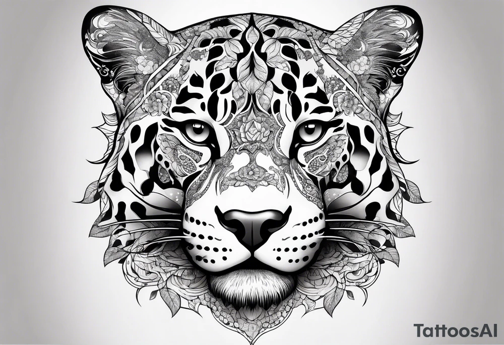 Jaguar tattoo running, top view tattoo idea