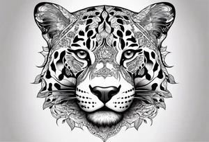 Jaguar tattoo running, top view tattoo idea