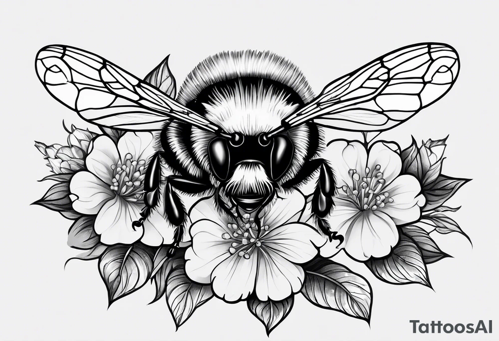 Small tattoo. There’s a hydrangea and a bee but they are not touching. Make the bee smaller than the hydrangea and have the bee off to the side. tattoo idea