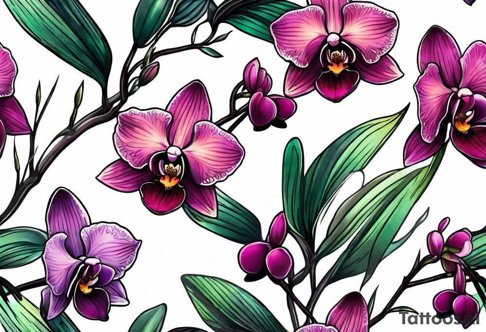 Small orchids tattoo idea