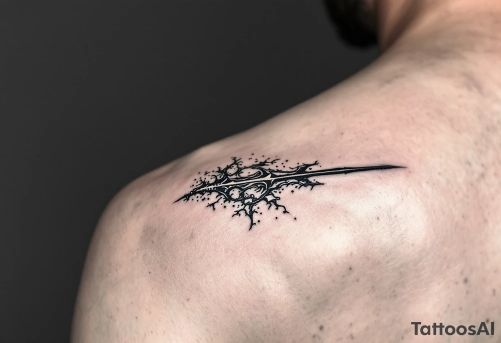 trident half way under water tattoo idea