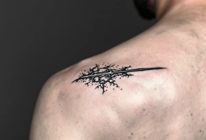 trident half way under water tattoo idea