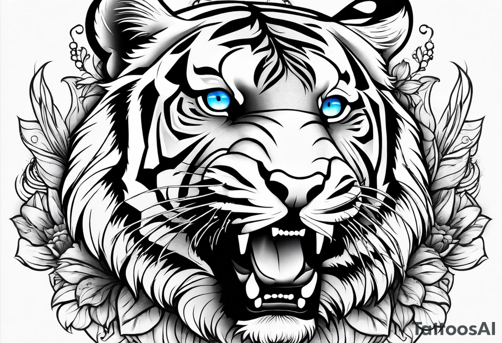 Tiger with blue eyes tattoo idea